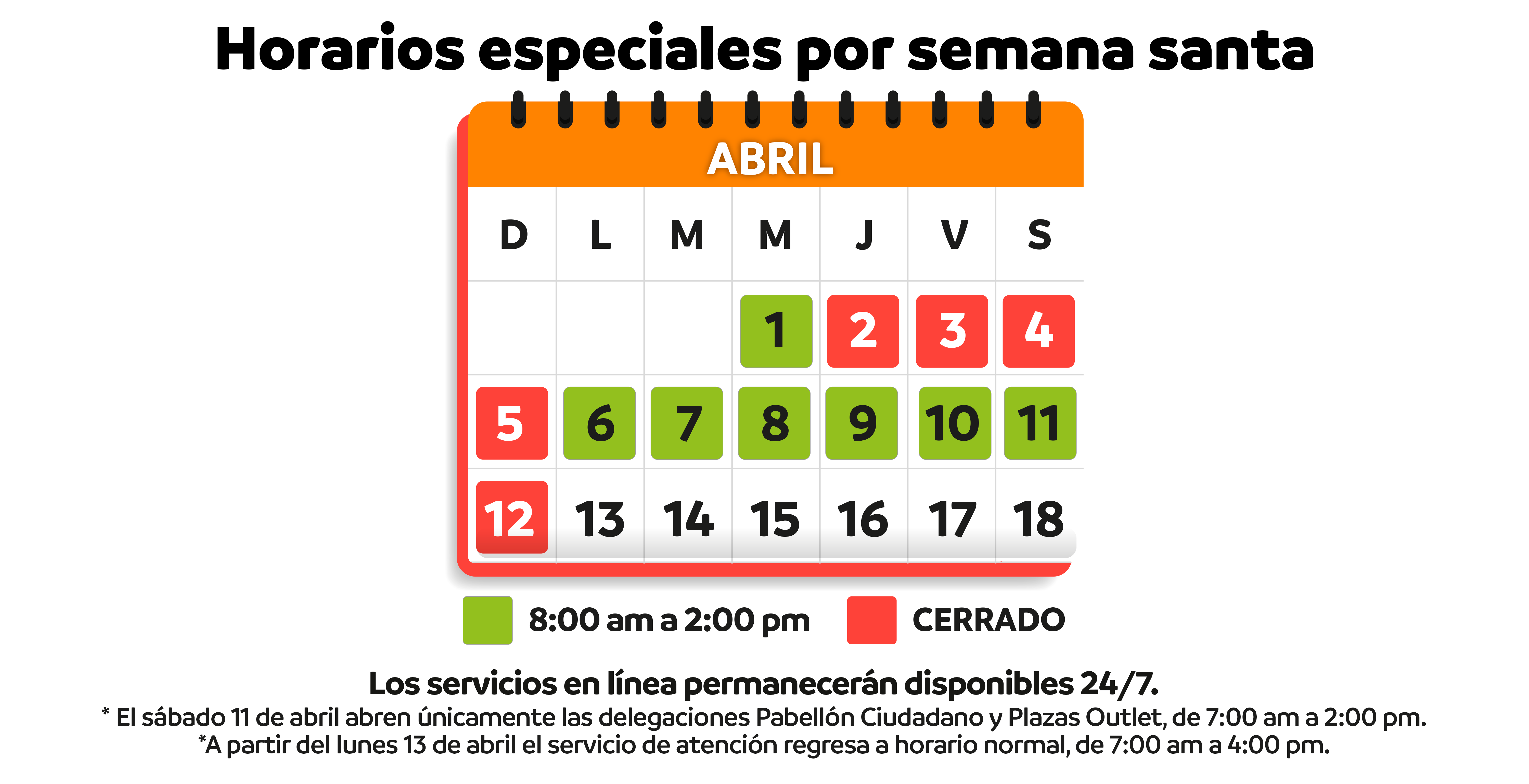 Horarios Semana Santa 2026
